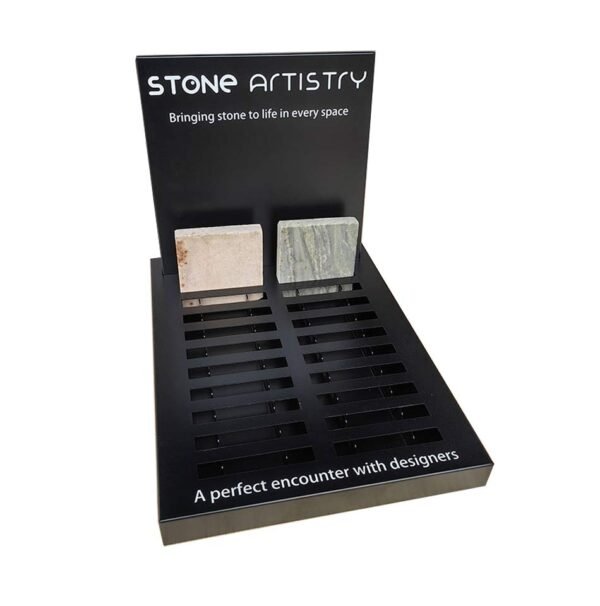 Metal Stone Wooden Flooring Countertop Display Rack